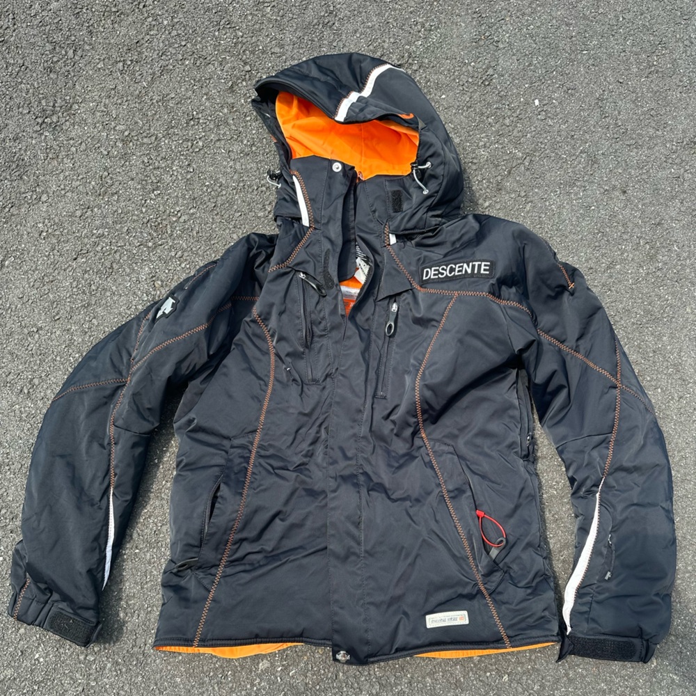 Descente Black Ski Jacket with Orange Accents